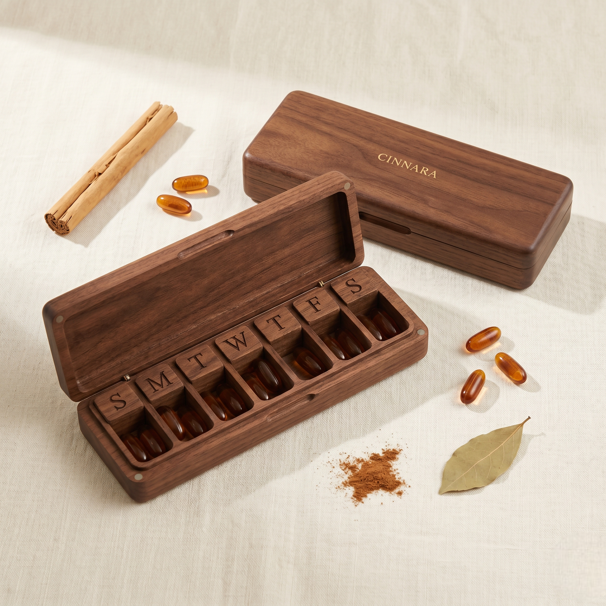 FREE Walnut Weekly Pill Box